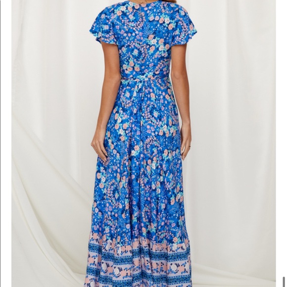 Boho Floral Gypsy Print 60’s Maxi Wrap Dress - Picture 10 of 12